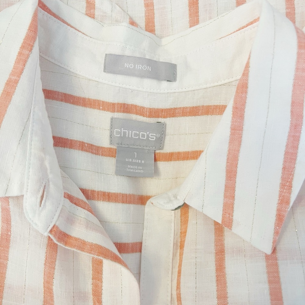 Small Chicos Linen Striped Shirt Dress - Picture 5 of 5